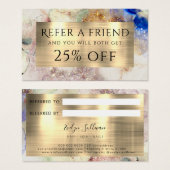 faux glitter waterverf and Gold Foil Referral Visitekaartje (Voorkant /achterkant)