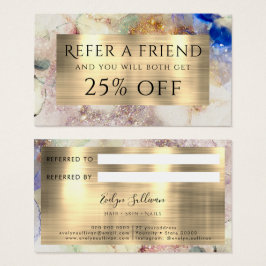 faux glitter waterverf and Gold Foil Referral Visitekaartje