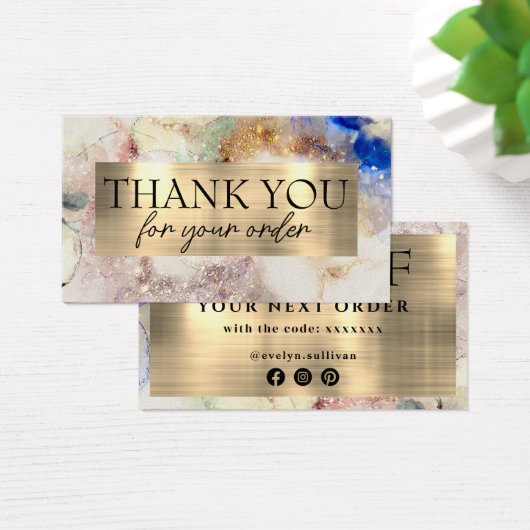 Faux glitter-waterverf bedankt voor je creditcard visitekaartje (Bureau)