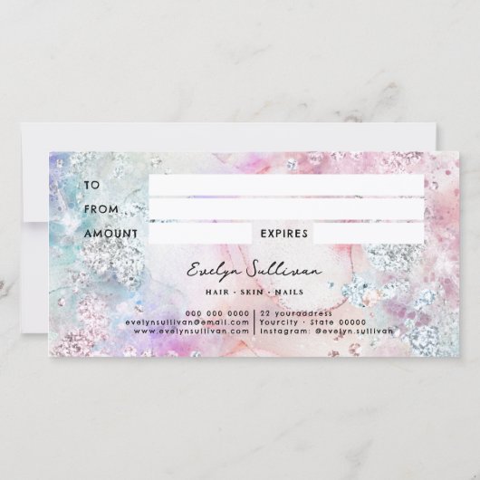 Faux glitter waterverf cadeaubon (Achterkant)