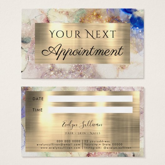 faux glitter waterverf en Gold Foil Visitekaartje (Voorkant /achterkant)