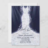 Faux Glitter Wedding Gown Vrijgezellenfeest Invite Kaart (Voorkant)