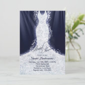Faux Glitter Wedding Gown Vrijgezellenfeest Invite Kaart (Staand voorkant)