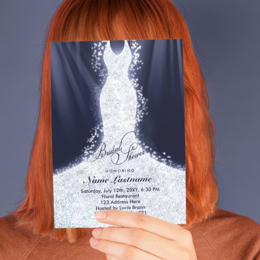Faux Glitter Wedding Gown Vrijgezellenfeest Invite Kaart