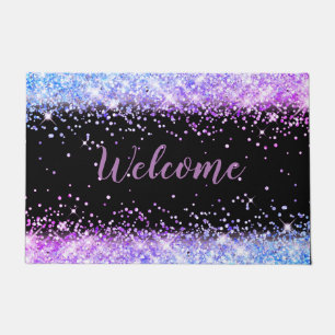 faux glitter welkomstscript deurmat