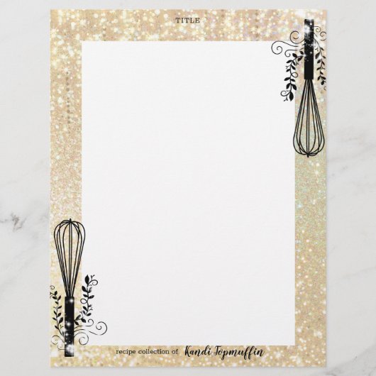 Faux glitter whisk gepersonaliseerd recept letterh (Voorkant)