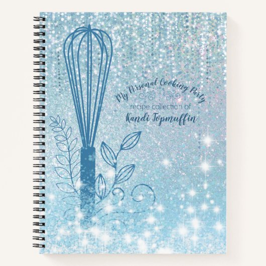 Faux glitter whisk gepersonaliseerd recept notitieboek (Voorkant)