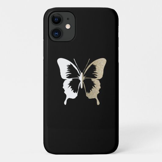 Faux Glitter & White Butterfly Case-Mate iPhone Case (Achterkant)