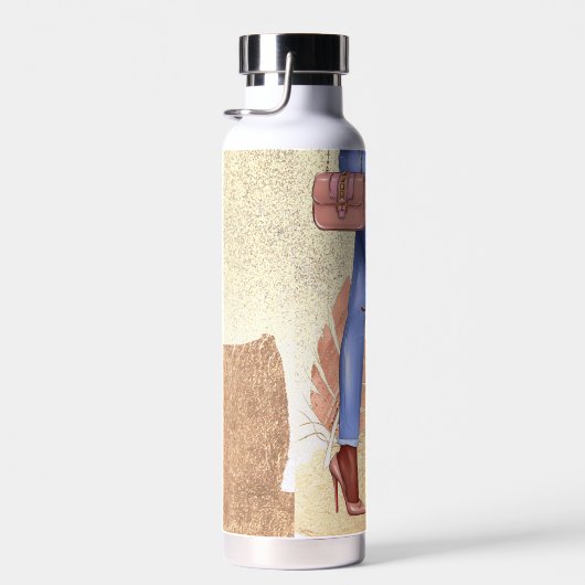 Faux Glitter Woman heelt roze goudwaterfles Waterfles (Rechts)