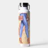 Faux Glitter Woman heelt roze goudwaterfles Waterfles (Voorkant)