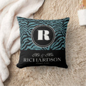 Faux Glitter Zebra Monogrammed Mr. en Mrs. Kussen (Deken)