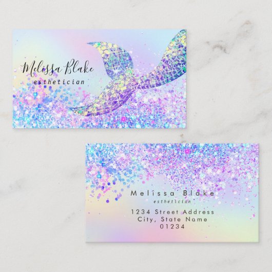 faux glitter zeemeermin staart visitekaartje (Voorkant / Achterkant)