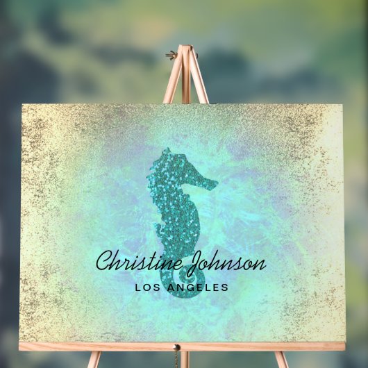 faux glitter zeepaardje acryl bord (Neutraal)