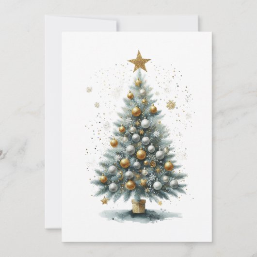 Faux Glittering Waterverf Kerstboom Kaart (Achterkant)