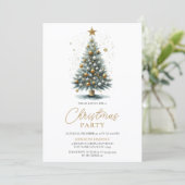 Faux Glittering Waterverf Kerstboom Kaart (Staand voorkant)