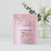 Faux Glittery 20th Birthday-kaart voor haar (Staand voorkant)