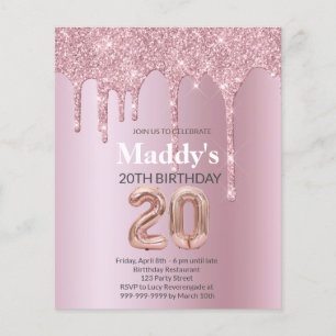 Faux Glittery 20th Birthday-kaart voor haar