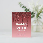 Faux Glittery 20th Birthday-kaart voor haar Briefkaart (Staand voorkant)