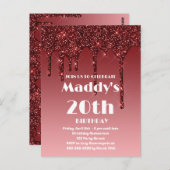 Faux Glittery 20th Birthday-kaart voor haar Briefkaart (Voorkant / Achterkant)