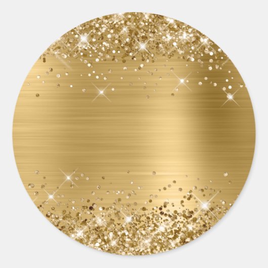 Faux Glittery Gold Foil Folie Texture Blank Ronde Sticker (Voorkant)