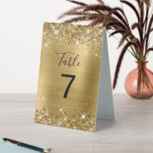 Faux Glittery Gold Foil Weddennummer
