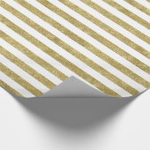Faux Glittery Gold Stripes Cadeaupapier (Hoek)