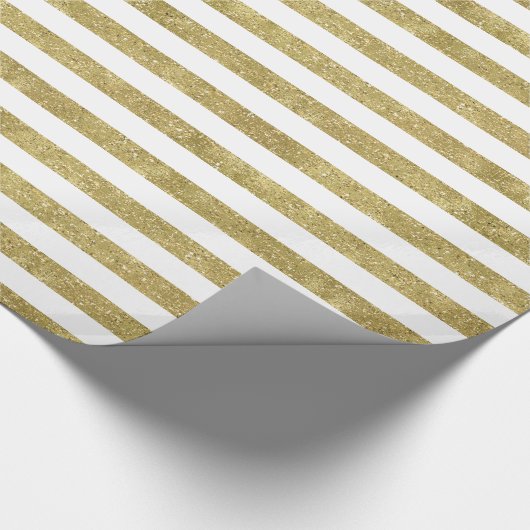 Faux Glittery Gold Stripes Cadeaupapier (Hoek)
