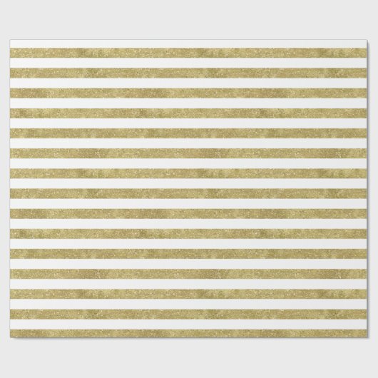 Faux Glittery Gold Stripes Cadeaupapier (Vlak)
