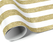 Faux Glittery Gold Stripes Cadeaupapier (Rol Hoek)