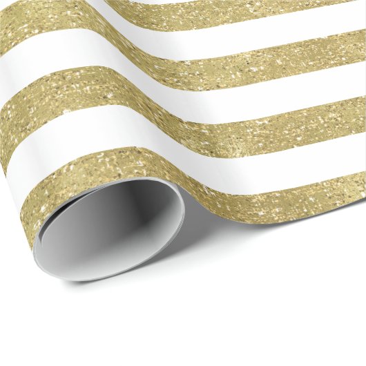 Faux Glittery Gold Stripes Cadeaupapier (Rol Hoek)