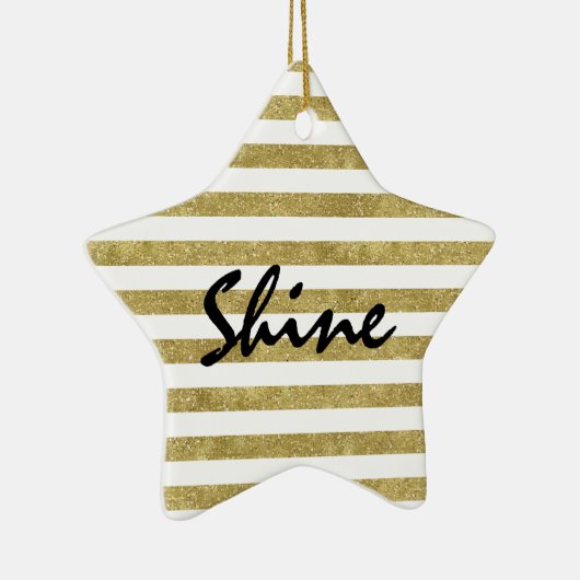 Faux Glittery Gold Stripes Shine Keramisch Ornament (Rechts)