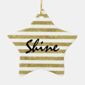 Faux Glittery Gold Stripes Shine Keramisch Ornament (Voorkant)