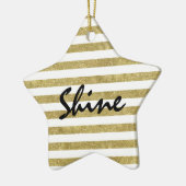 Faux Glittery Gold Stripes Shine Keramisch Ornament (Links)