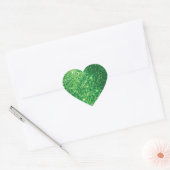 Faux Glittery Green Hart Sticker (Envelop)