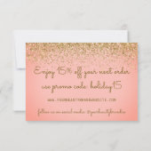 Faux Glittery Roos Gold Christmas Zakelijke Vakant Bedankkaart (Achterkant)