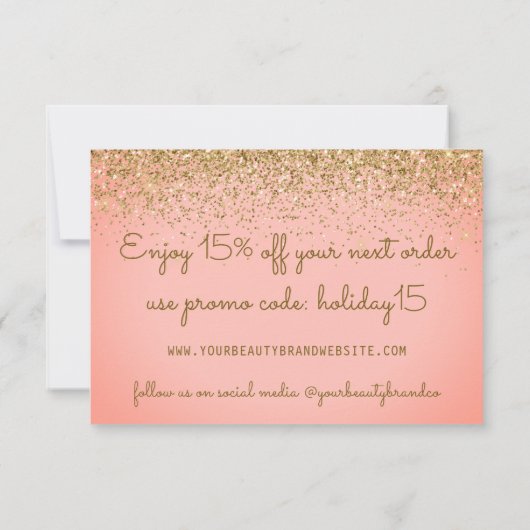 Faux Glittery Roos Gold Christmas Zakelijke Vakant Bedankkaart (Achterkant)