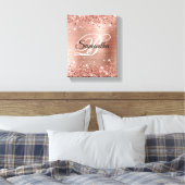 Faux Glittery Roos Gold Foil Fancy Monogram Canvas Afdruk (Insitu (Slaapkamer))