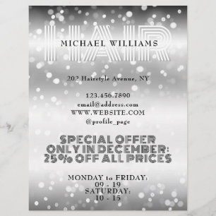 Faux glittery shiny hair salon flyer