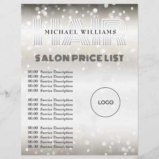 Faux glittery shiny hair salon flyer (Achterkant)
