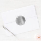 Faux Glittery Silver Foil Folie Texture Blank Ronde Sticker (Envelop)