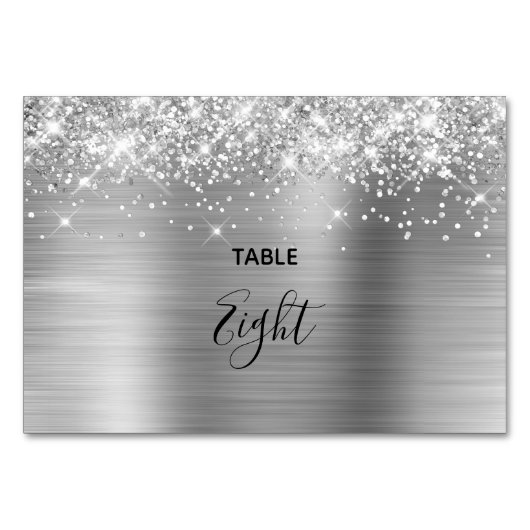 Faux Glittery Silver Foil Wedding Kaart (Voorkant)
