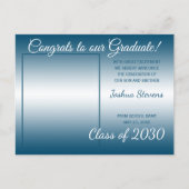 Faux Glossy Blauwgroen Blue Afstuderen Aankondigin Briefkaart (Voorkant)