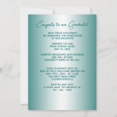 Faux Glossy Blauwgroen Green Gold Glitter Afstuder Aankondiging (Achterkant)