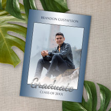 Faux Glossy Blue Silver Grey Afstuderen