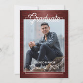 Faux Glossy Dark Red Afstuderen Aankondiging (Voorkant)