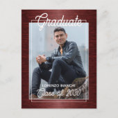 Faux Glossy Dark Red Black Afstuderen Aankondiging Briefkaart (Voorkant)