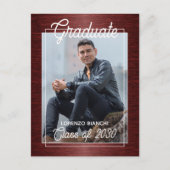 Faux Glossy Dark Red Black Afstuderen Aankondiging Briefkaart (Voorkant)