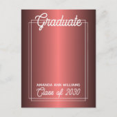 Faux Glossy Dark Wine Red Afstuderen Aankondiging Briefkaart (Voorkant)