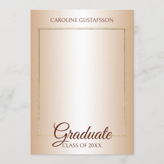 Faux Glossy Glitter Glam Afstuderen Aankondiging (Voorkant)