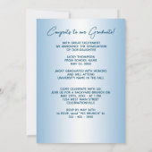 Faux Glossy Light Blue Afstuderen Aankondiging (Achterkant)